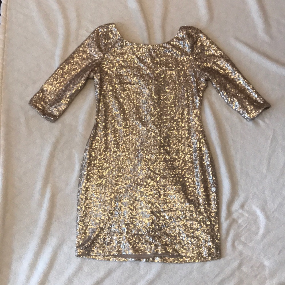 Gold sequin cocktail dress